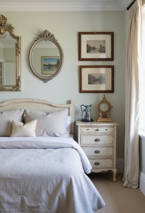 antique mirrors and artwork