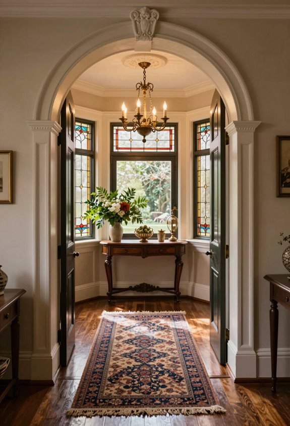 architectural details enhance entryway