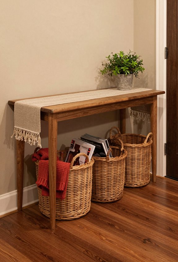 baskets control entryway clutter