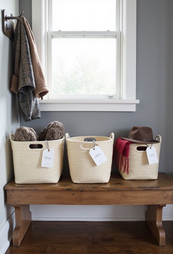 baskets organize winter accessories
