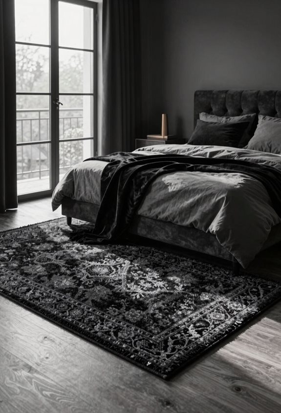 black and grey area rug