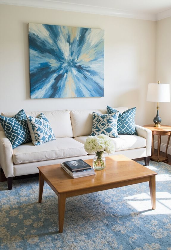 blue and cream artwork