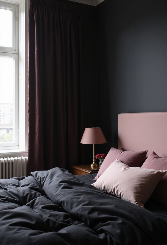 blush pink softens dark interiors
