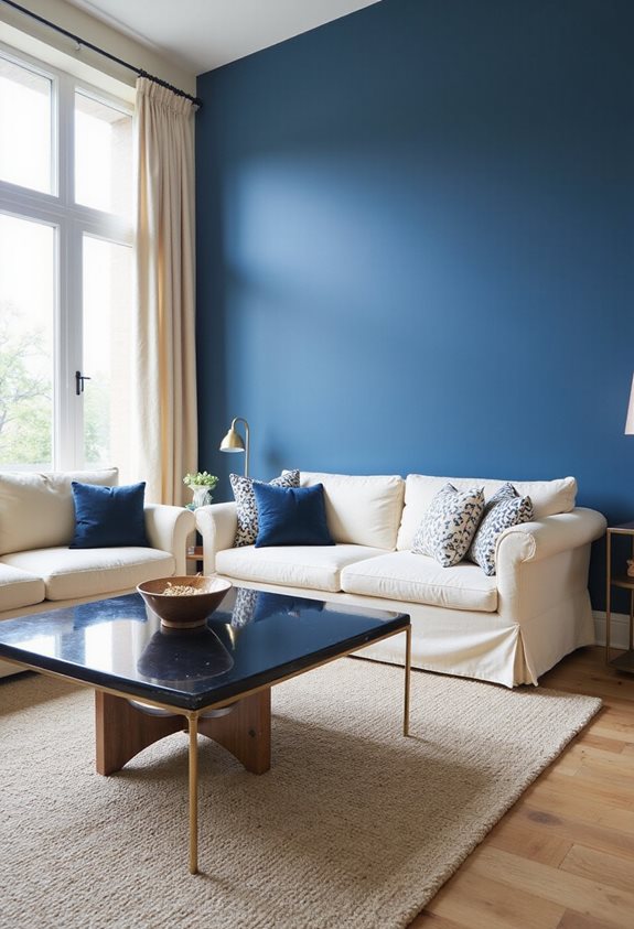 bold blue accent wall