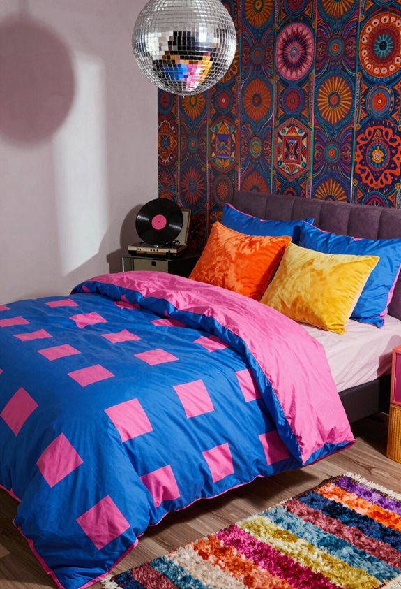 bold colorful retro bedding