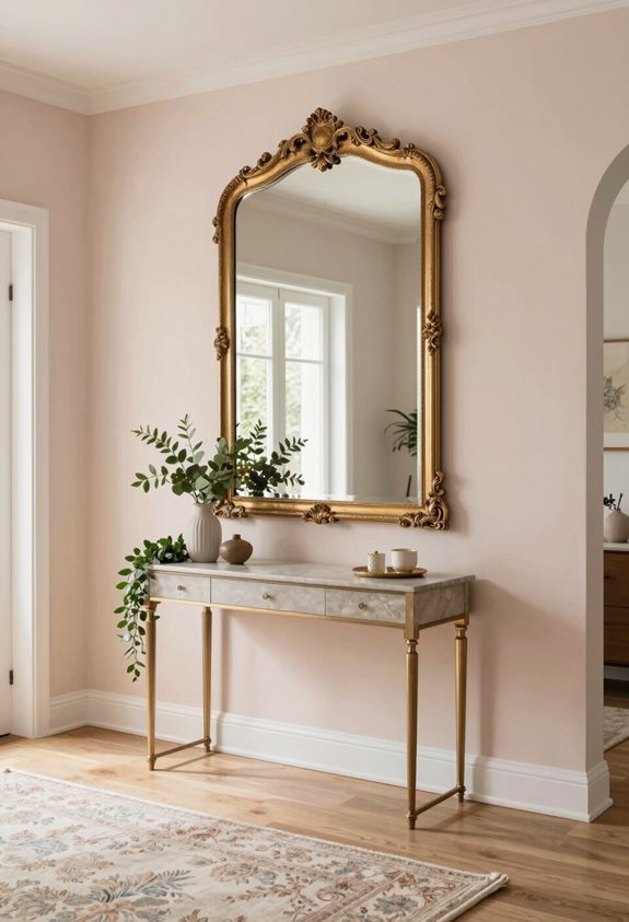 bold mirror enhances entryway