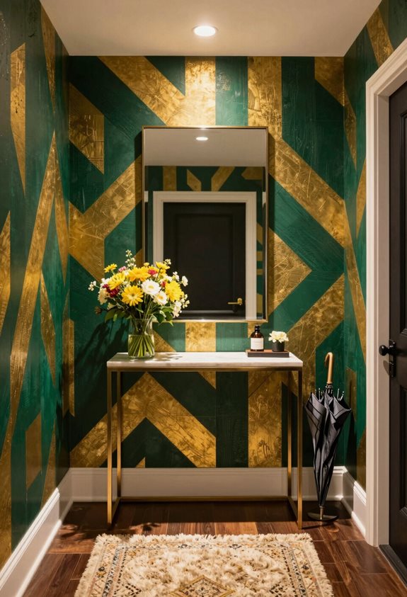 bold wallpaper transforms entryways