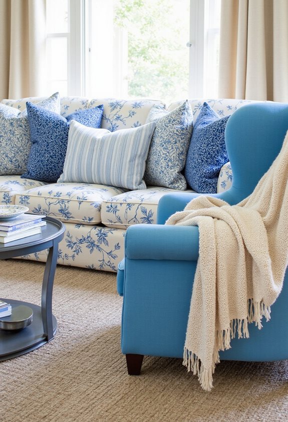 boldly mix blue patterns