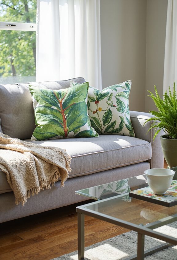 botanical pillows and throws