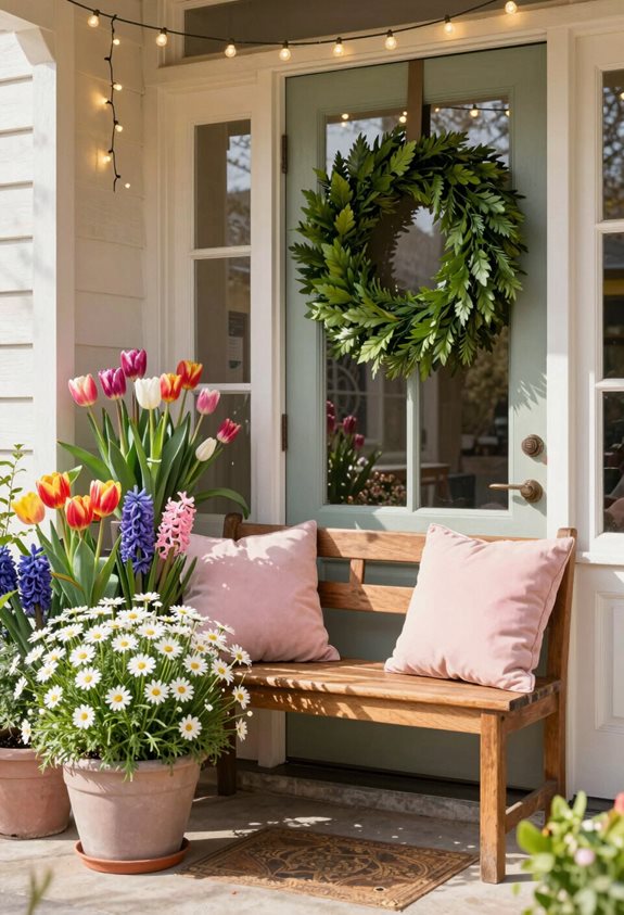 bright planters with blooms