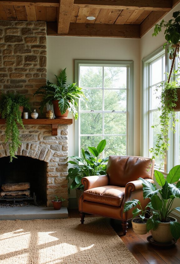 brighten rustic farmhouse living room