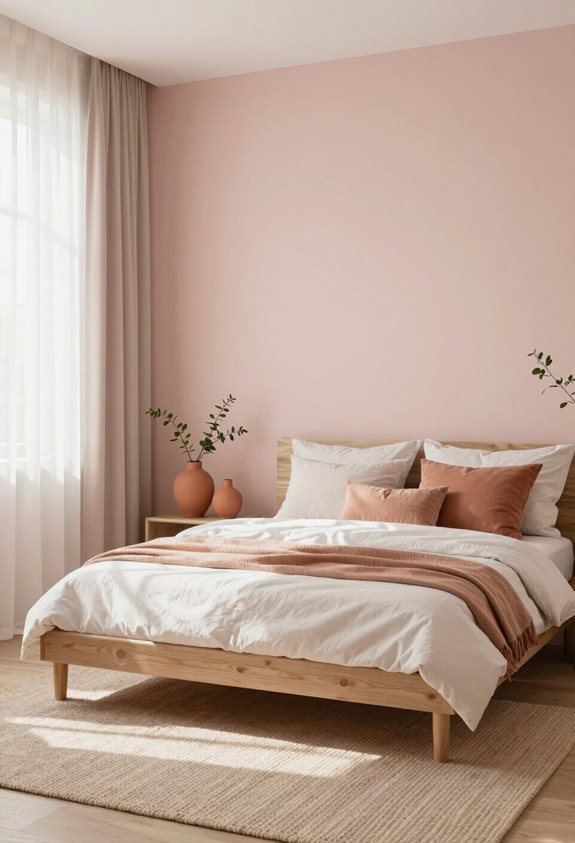 calm minimalist pink bedrooms