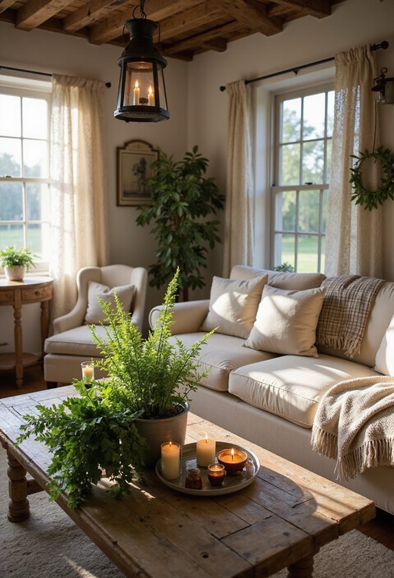 candlelit rustic farmhouse ambiance