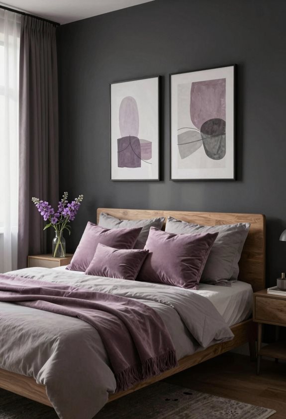 charcoal and mauve elegance