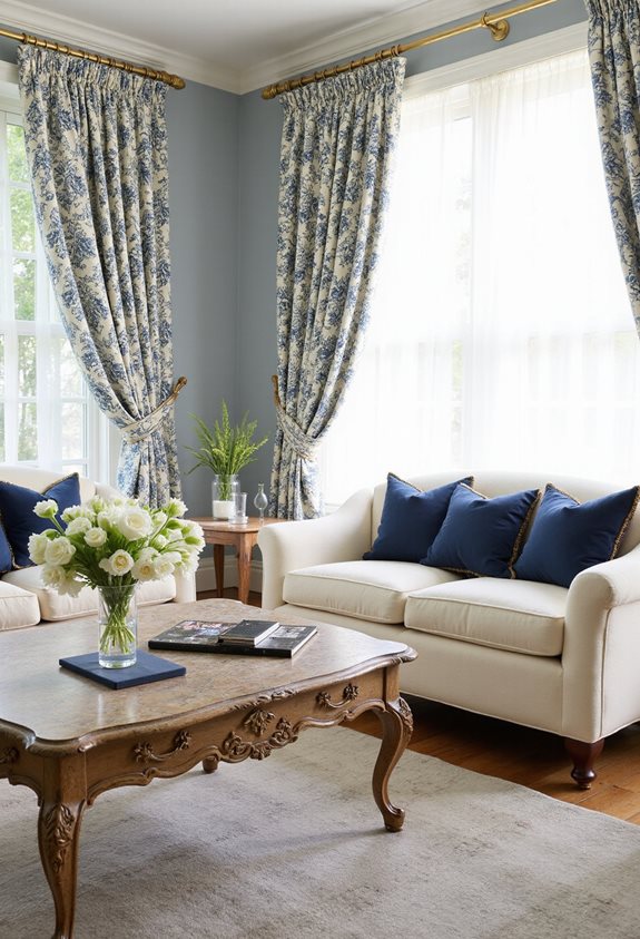 charming blue cream curtains