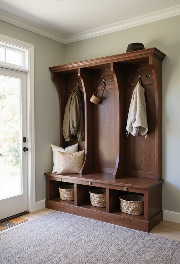 charming mudroom bench storage