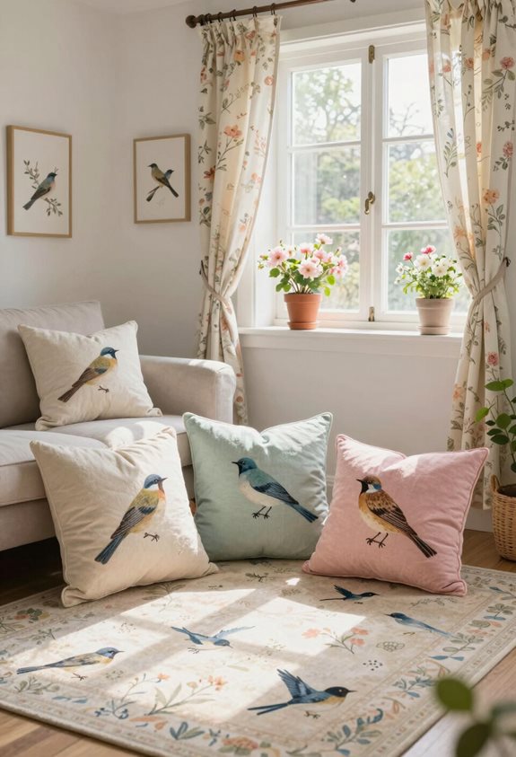 cheerful bird themed decor accents