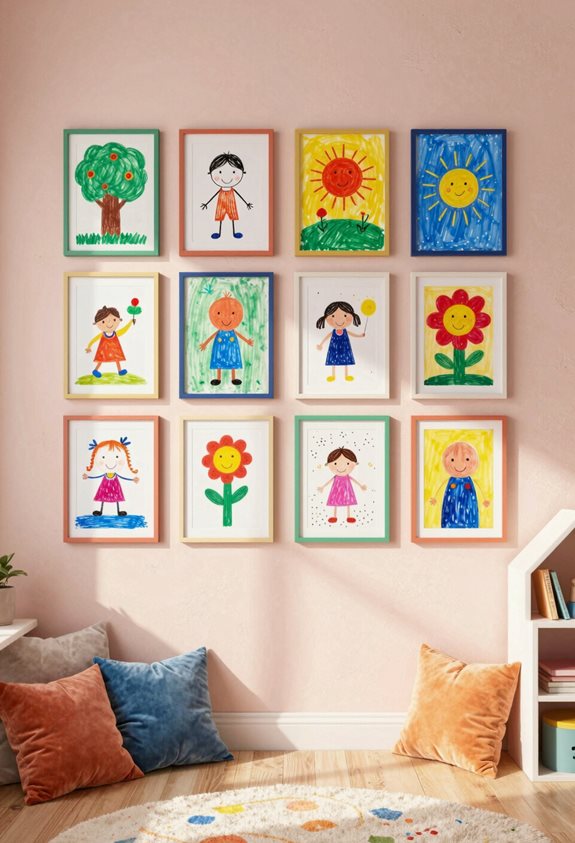 child s art gallery wall