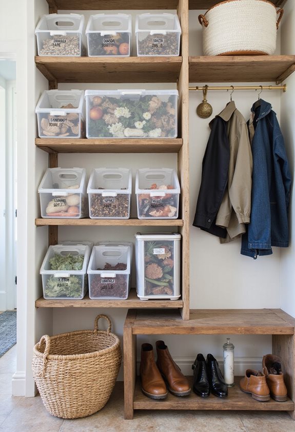clear bins for organization