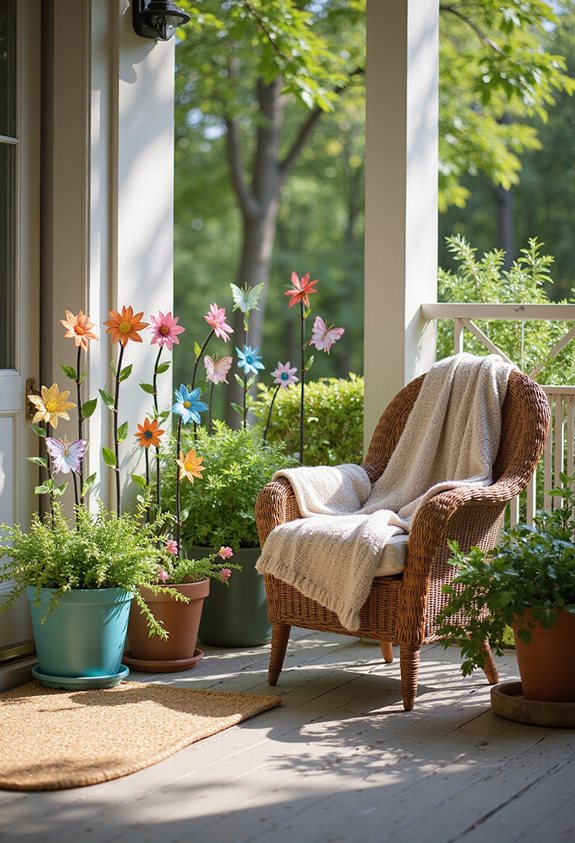 colorful decorative garden stakes