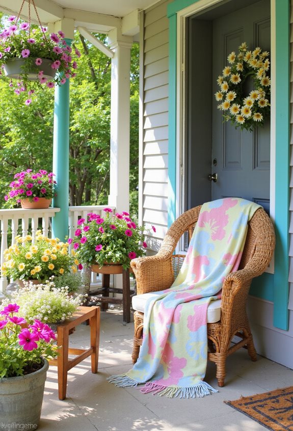 colorful flowers brighten porches