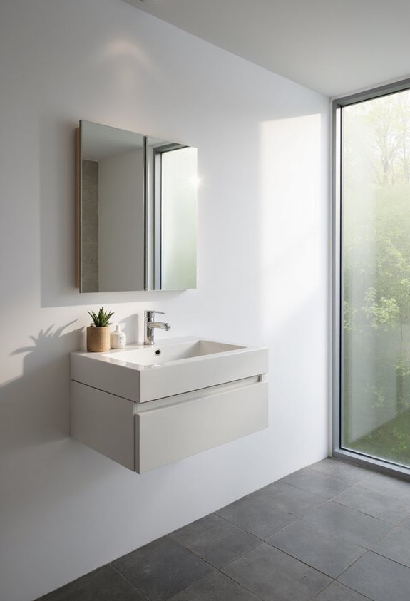 compact mirrored cabinet installation