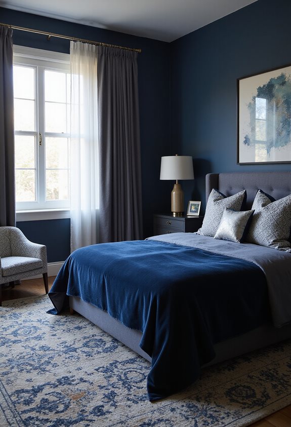 complement dark blue bedding