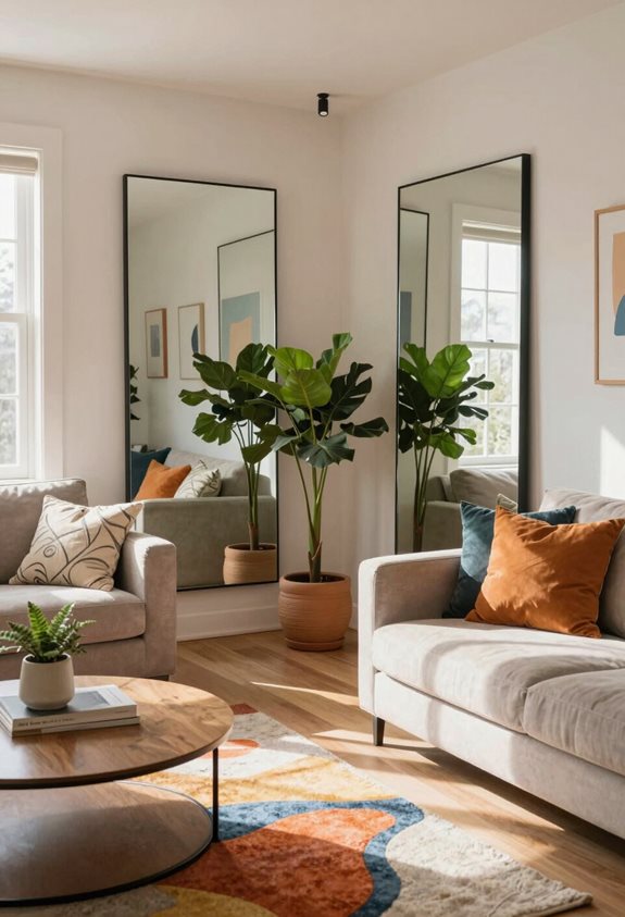 corner mirrors enlarge spaces