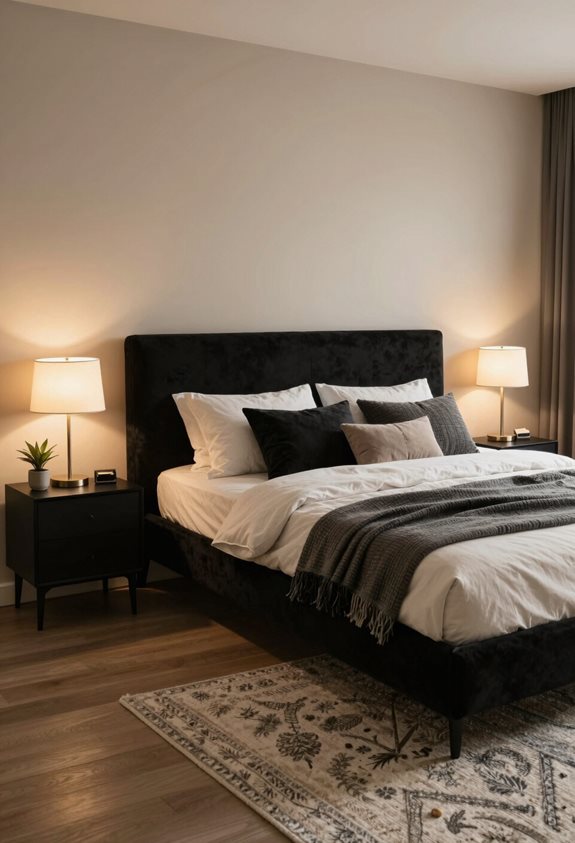 cozy black and beige bedroom