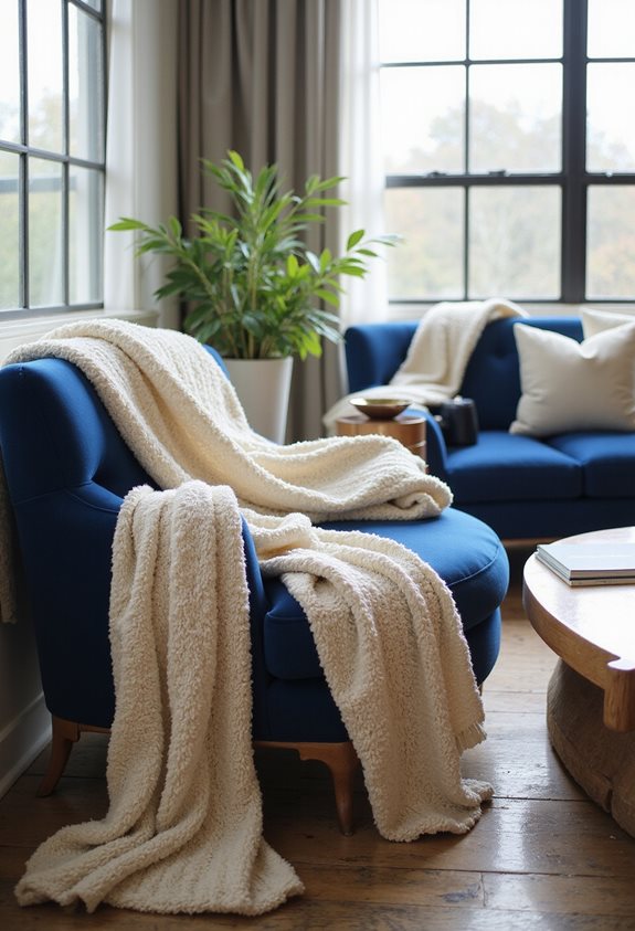 cozy cream throw layers