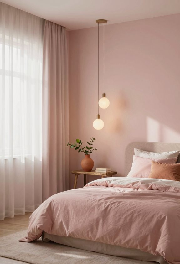 cozy earthy pink lighting