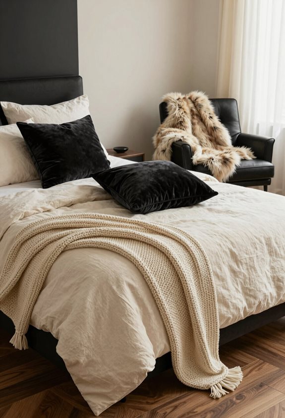 cozy layered black and cream