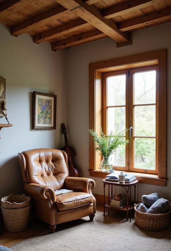 cozy rustic reading nook