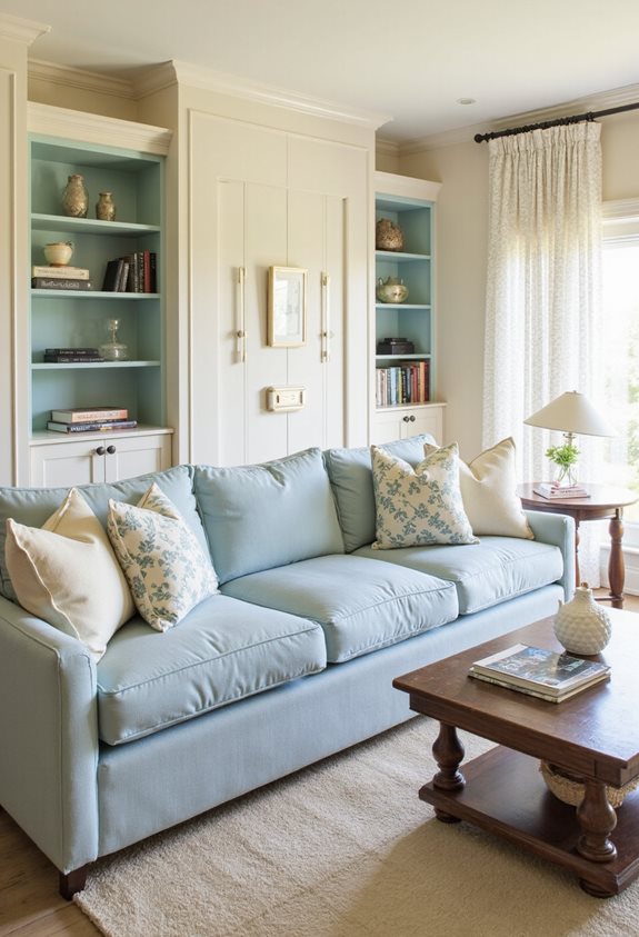 cream and blue contrast