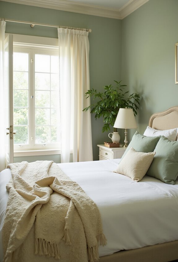 cream complements sage green