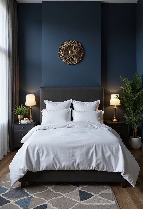 dark blue bedroom color combos