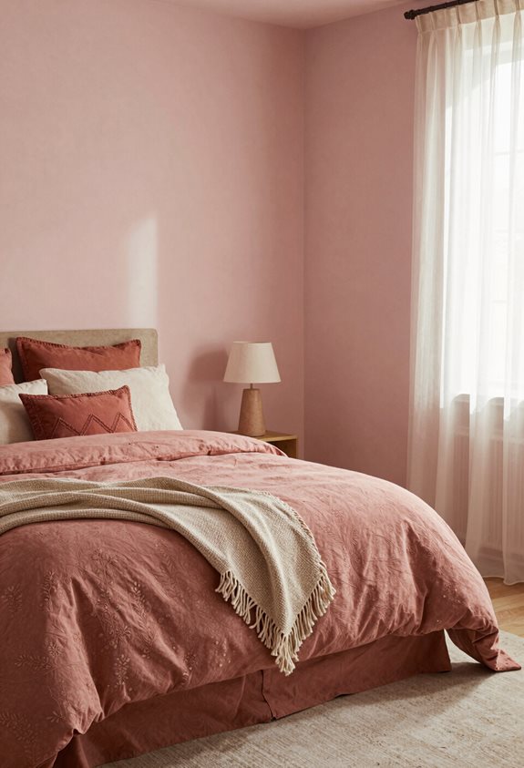 earthy pink bedding textiles