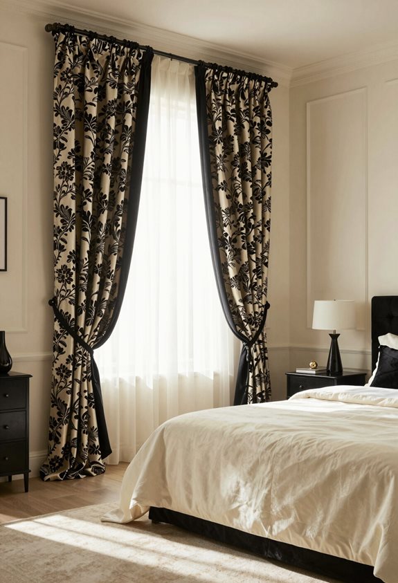 elegant black cream curtains
