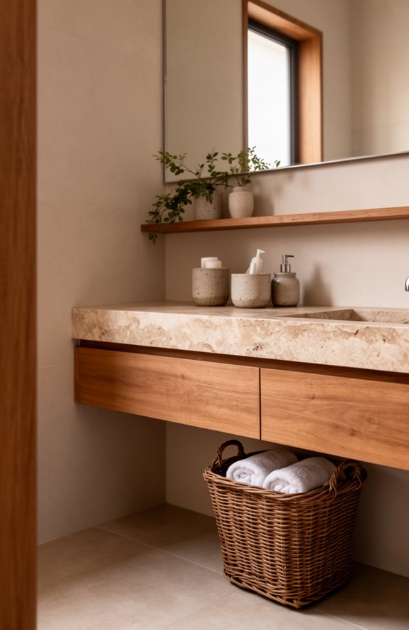 functional japandi bathroom storage