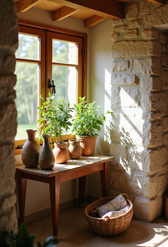 handcrafted pottery enhances decor