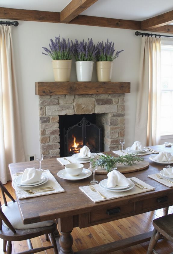 highlighting farmhouse mantel decor