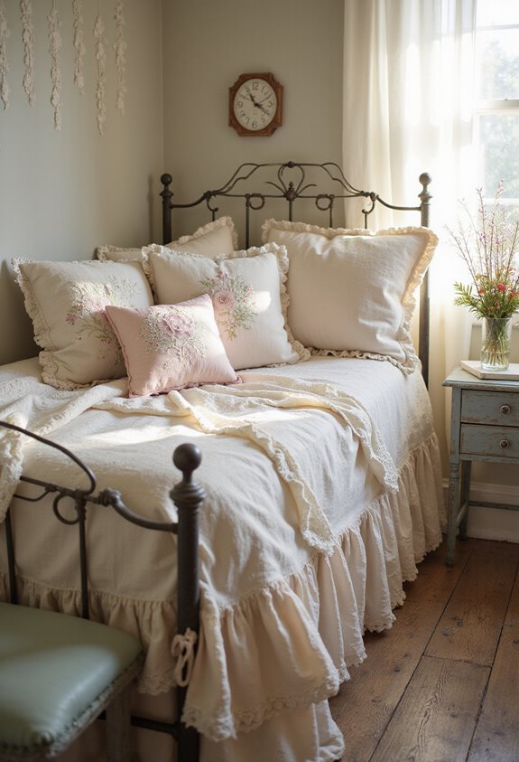 lace and ruffled bedding