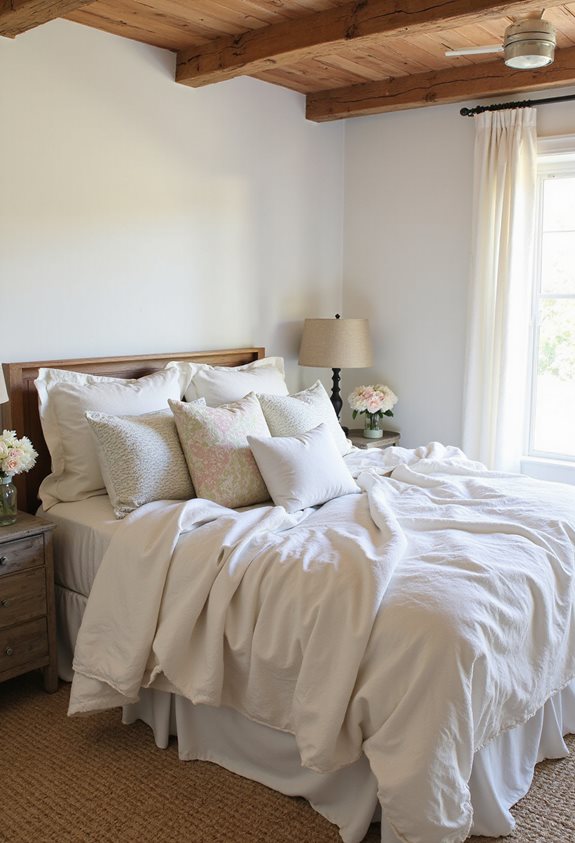 light cozy bedding layers
