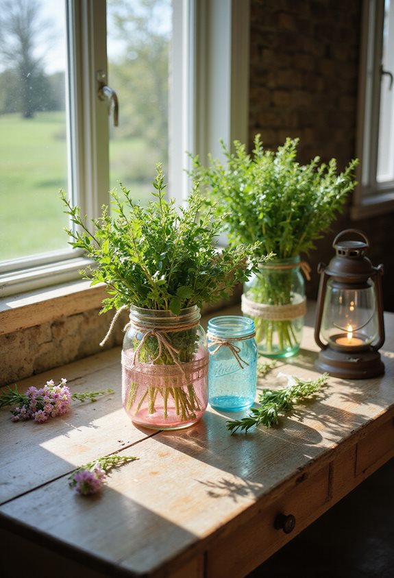 mason jars and vintage decor