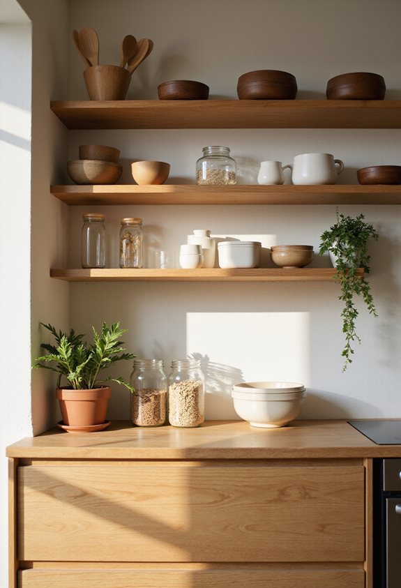 minimalist open shelving design