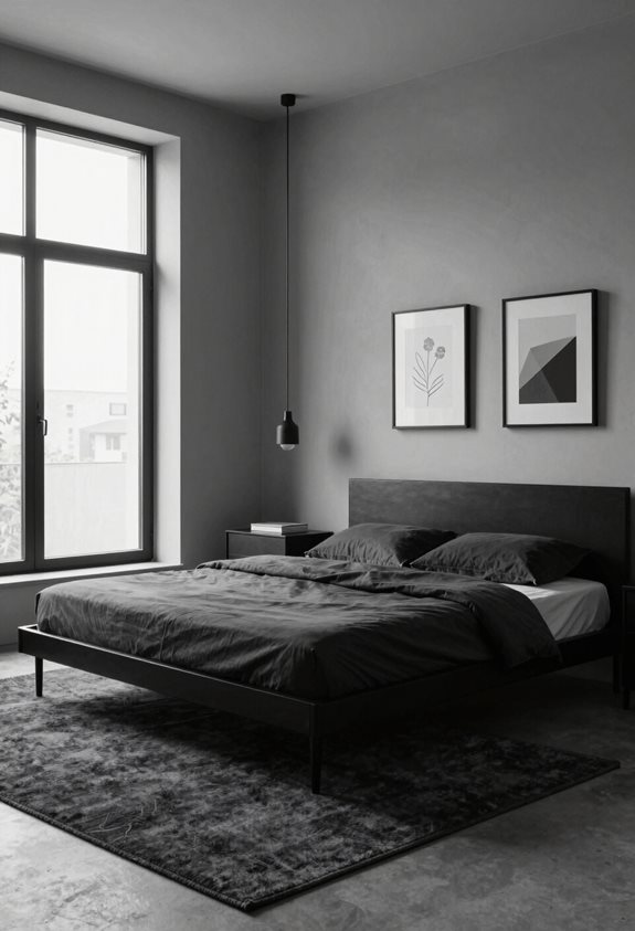 minimalist sleek black bedroom