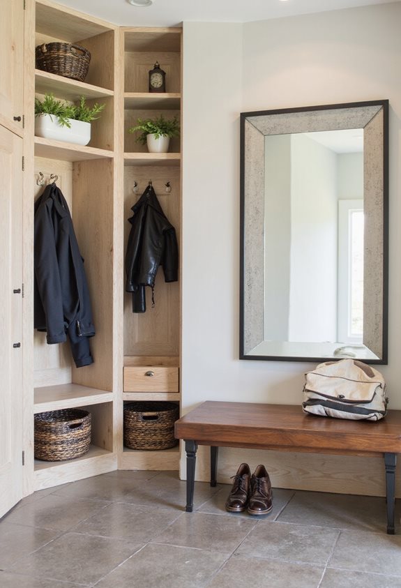 mirror with built in shelves