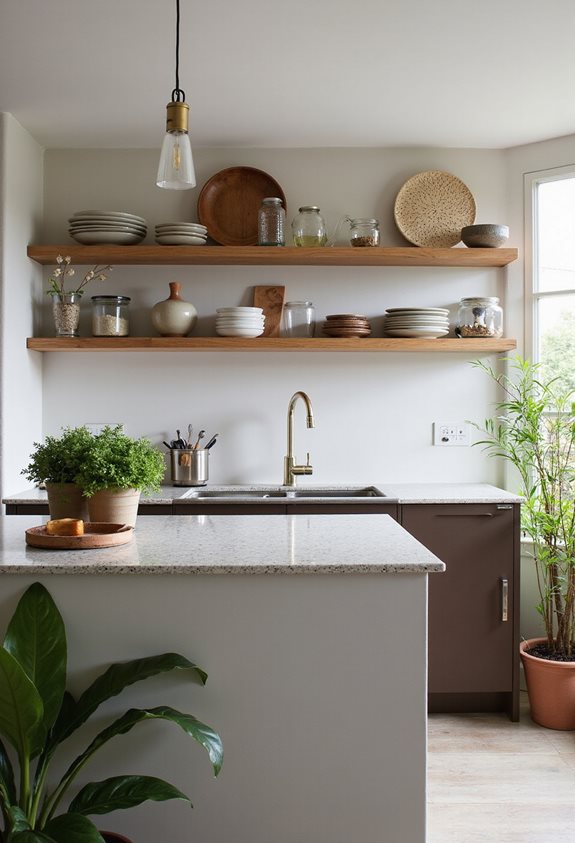 modern open kitchen shelving