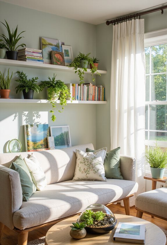 nature themed books arrangement