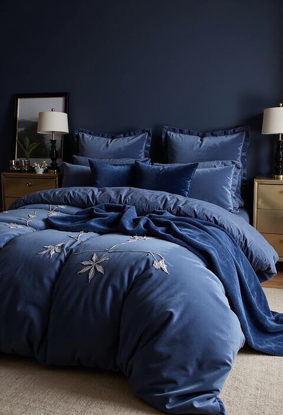 navy blue cozy bedding